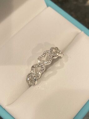 1/2 ct. Diamond Open Heart Band Right Hand Ring White Gold Plated Size 7